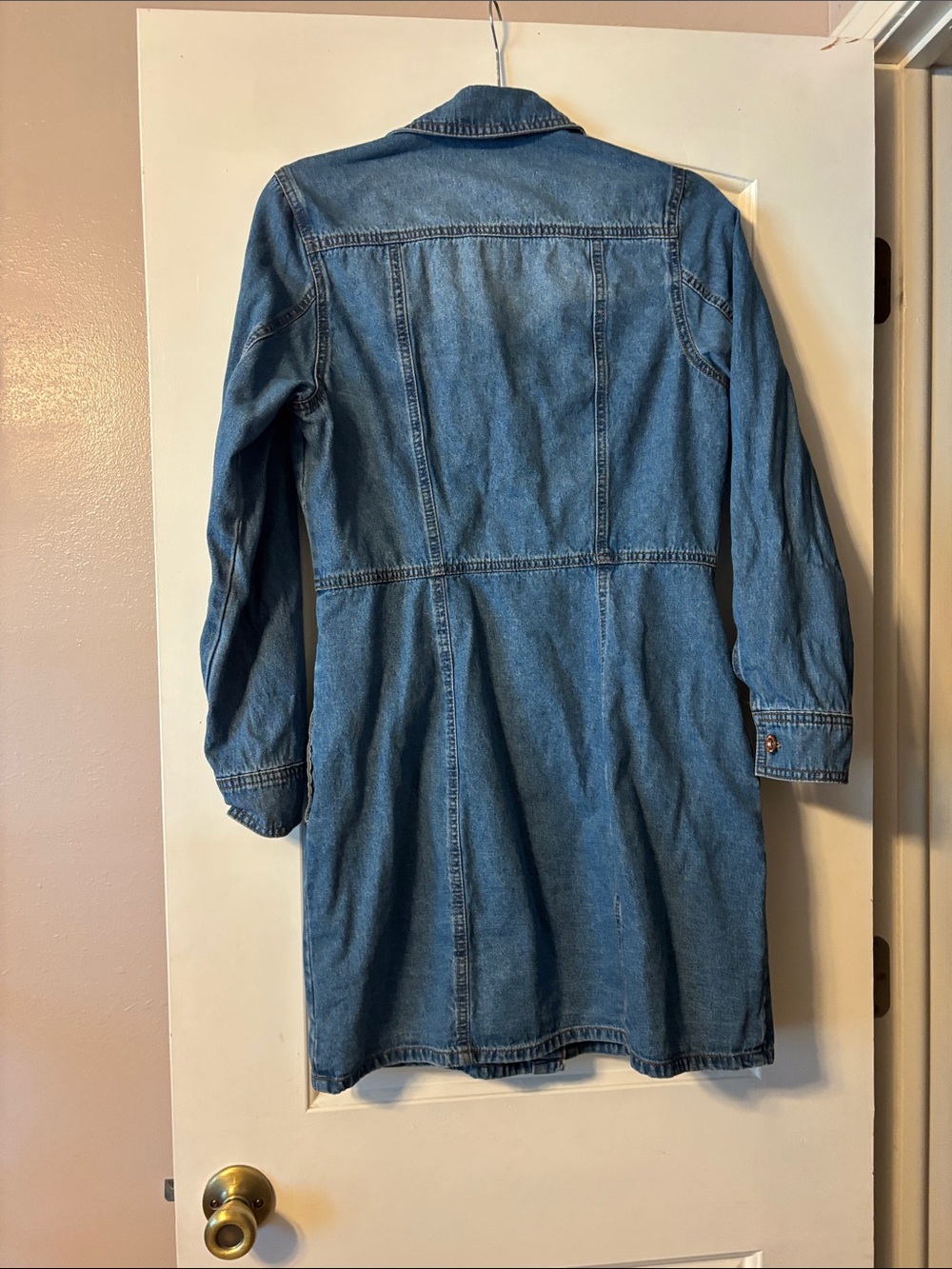 Frye Medium Blue Denim Long-Sleeve Shirt Dress - Picture 7 of 8